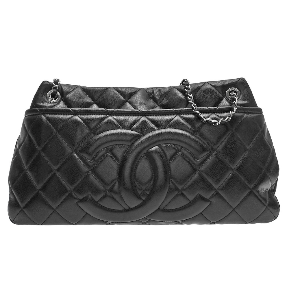 CHANEL GST black silver fittings caviar skin shoulder bag